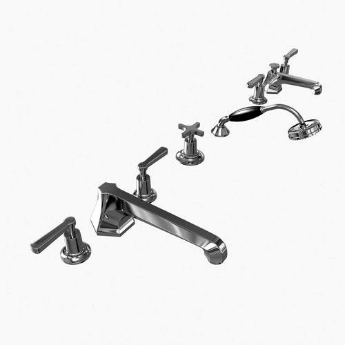 Lefroy Brooks Mackintosh lever 5-hole bath tap set