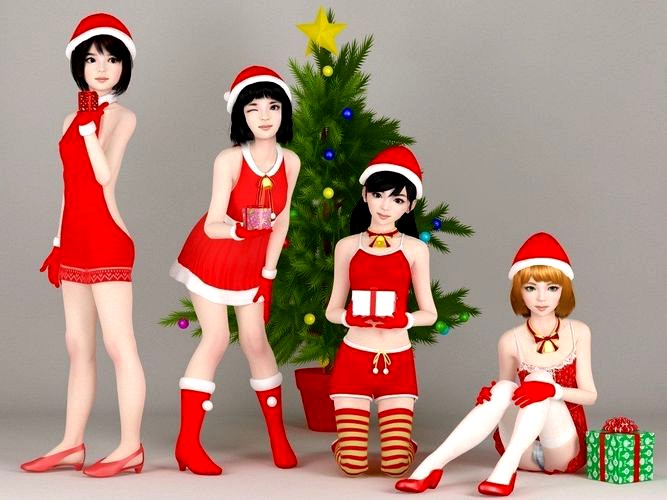 4 Christmas girls pose 02