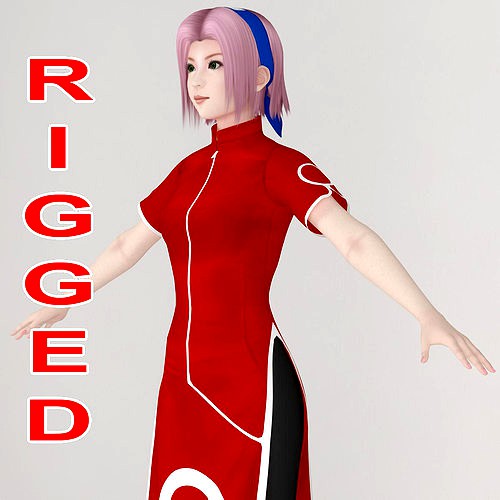 T pose rigged model of Sakura Haruno