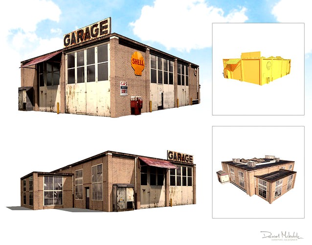 Garage Building 188 Low Poly