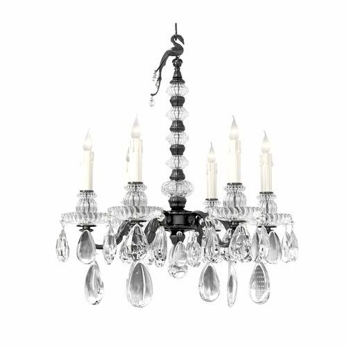 Maison Bagues Bronze Crystal and Rock Crystal Six-Light Chandeli