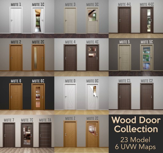 WOOD DOOR COLLECTION - Modern Interior Wooden Door - Real UVW