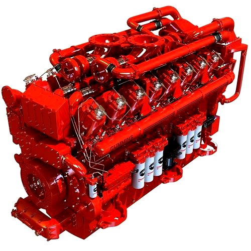 Red Diesel Engine 16 Cylinders