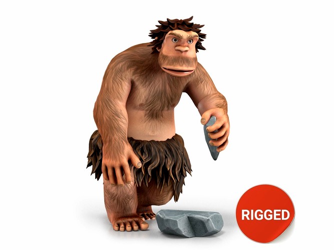 Cartoon Neanderthal Character Rigged2