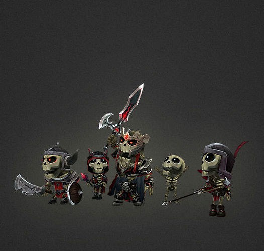Mini Skeleton Swarm Pack - Low Poly Hand Painted