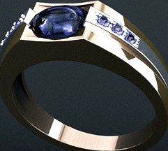 Man ring with sapphire | 3D