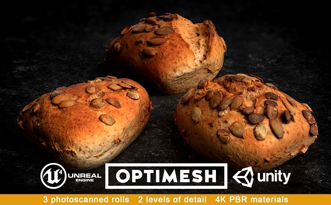 Pumpkin Seed Roll Bun 3D PBR Pack