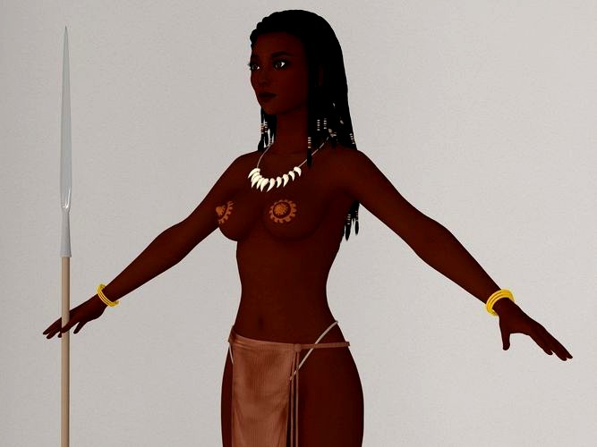 T pose nonrigged model of tribal girl Ashuna