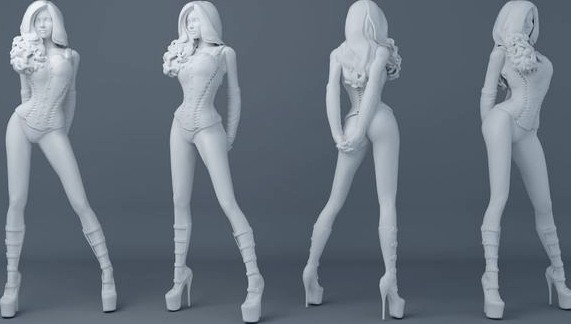 Sexy girl wearing leather 003 | 3D
