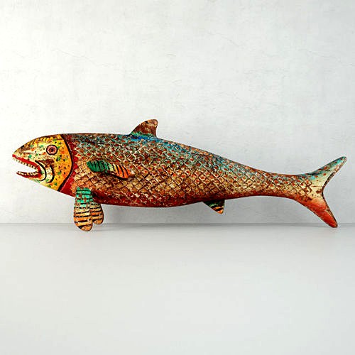 Vintage Painted Wood Fish 3