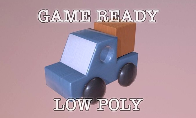 Wooden Toy Pickup low poly game ready