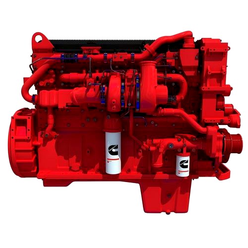 Red Heavy-Duty Diesel Engine Cummins