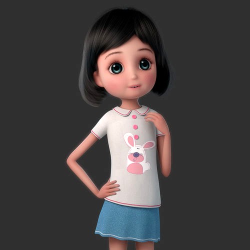 Cartoon Girl Rigged 3d model Cartoon Girl Rigged 3d model