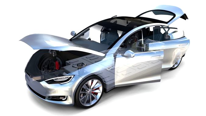 Tesla Model S 2016 Silver with interior and chassis model