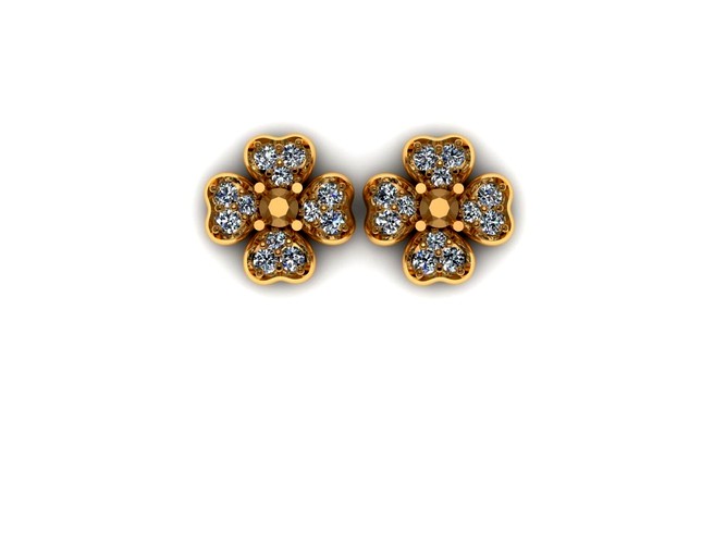 Earrings with diamonds 3D print model 8