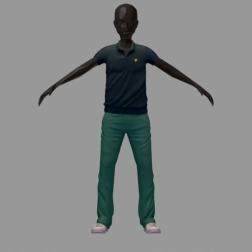 subdivision 3d model casual set grey polo green pants sneakers