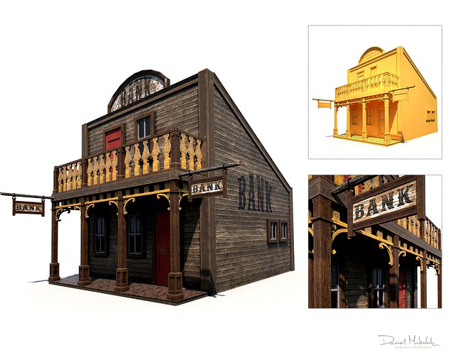 Western Bank Low Poly PBR