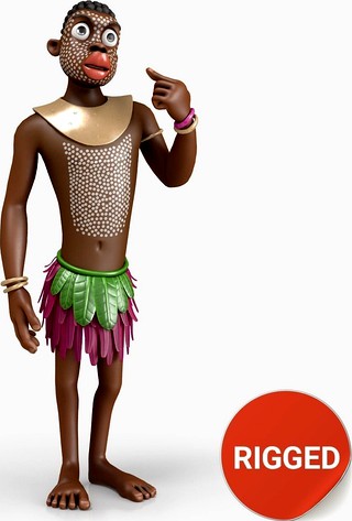 Cartoon Papuan Character Rigged