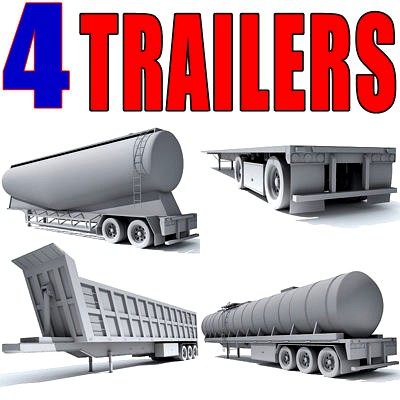 Set of Truck 4 Trailers