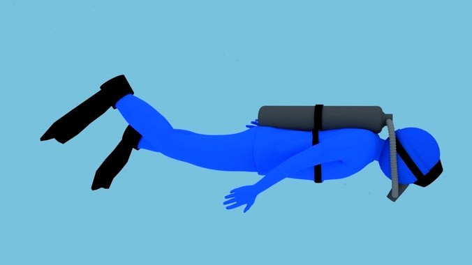 Animated Diver Swimming