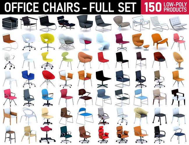 Office Chairs Collection - Full Set