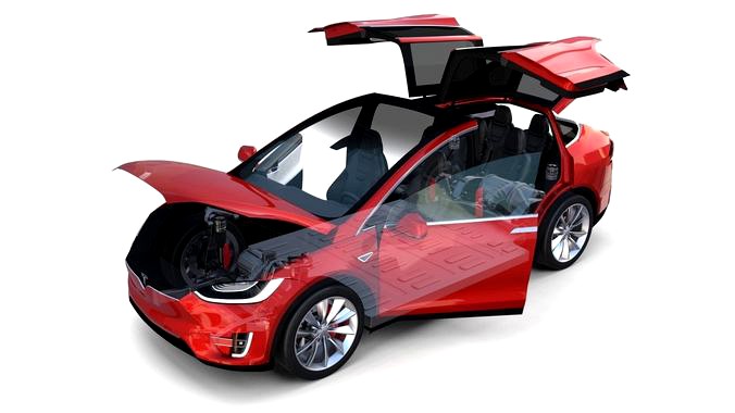 Tesla Model X Red with interior and chassis