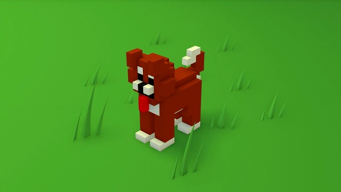 Voxel cartoon dog  game ready