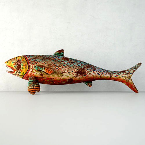 Vintage Painted Wood Fish 2