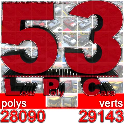 53 LowPolyCars (10 types) 3D Model