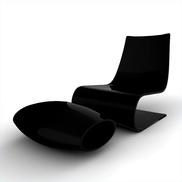 Minimalist Chair And Ottoman 3D Model