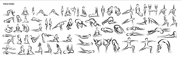 Yoga Poses Outlines 3D Model