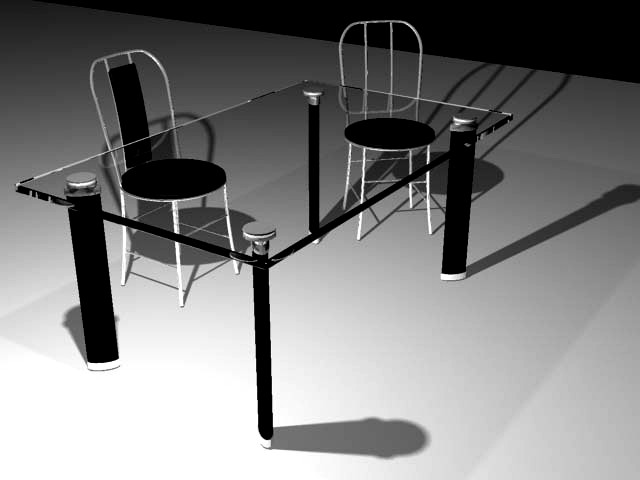 Black glass table 3D Model