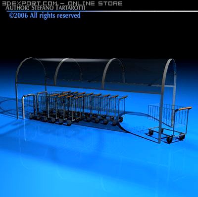 Shopping carts with cover 3D Model