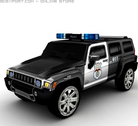 Police Hummer H3 2008 3D Model
