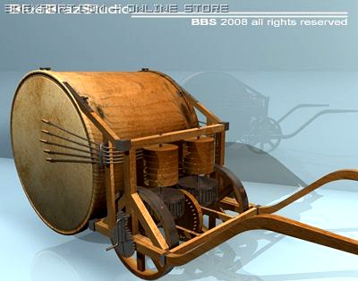 Leonardo mechanical drum 3D Model