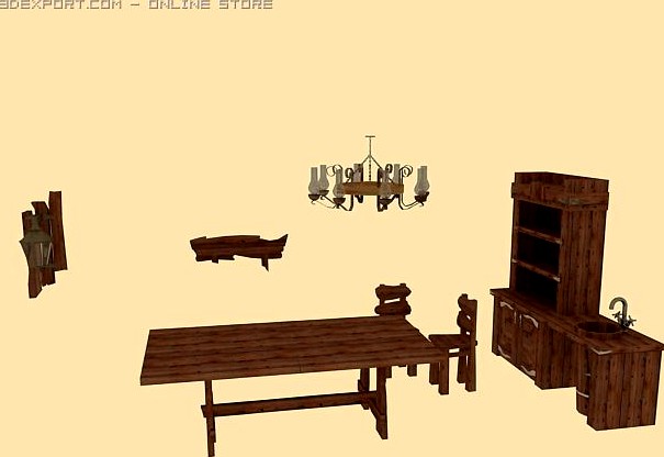 Old furniture collection 3D Model