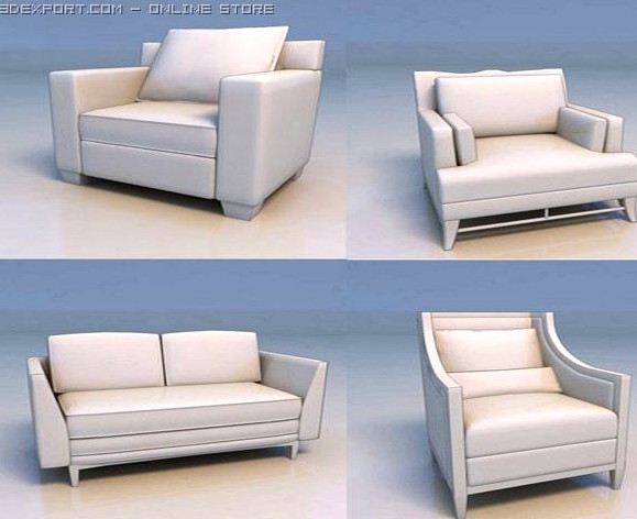 Sofa chair couch desk 3D Model