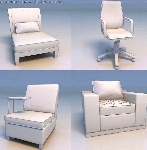 Chair sofa desk couch 3 3D Model