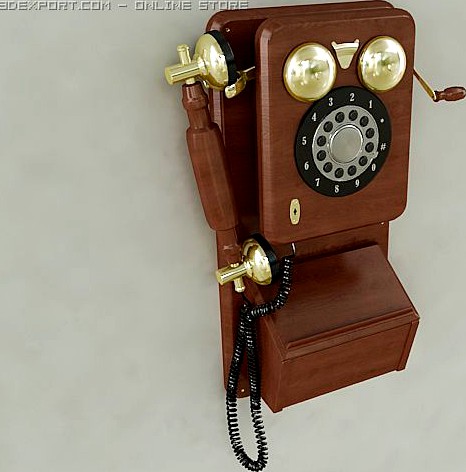 Vintage Wall Phone 3D Model