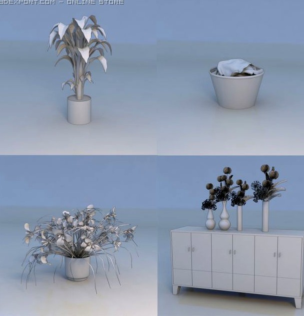 Plant flowers table accessorie 3D Model