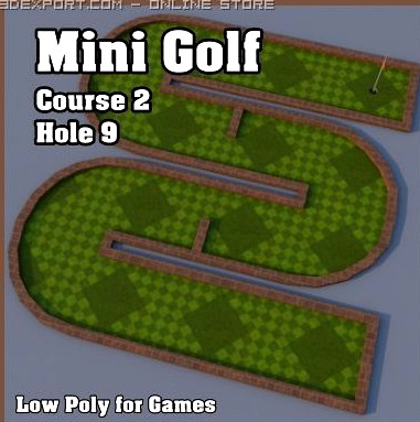 Low Poly Mini Golf Hole C2H9 3D Model