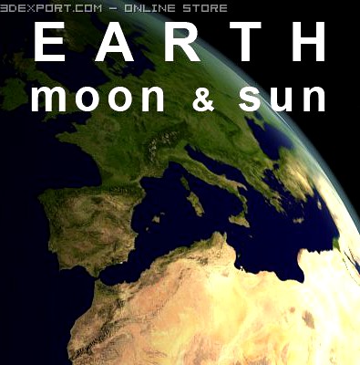 Earth moon and sun 3D Model