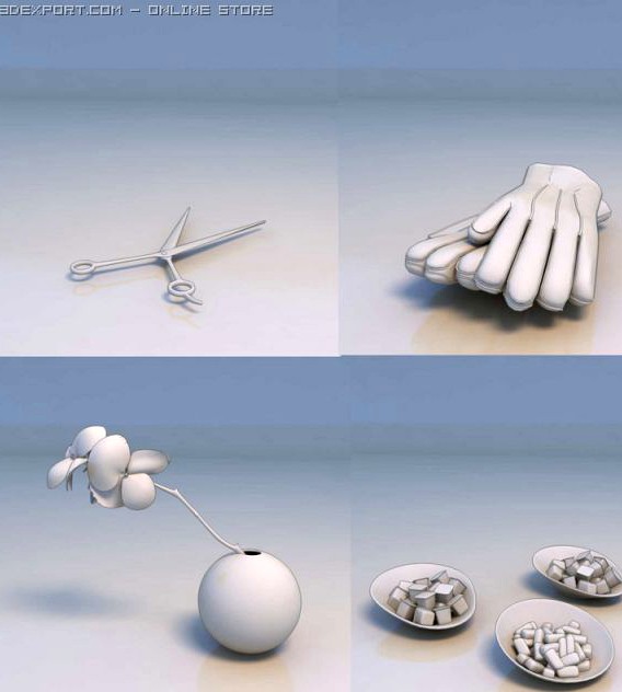 Forfex flower dish food glove 3D Model