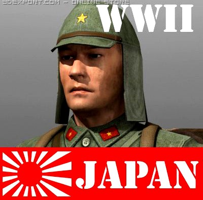 Japanese soldier and Type 100 WWII 3D Model