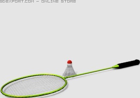 Badminton Rackect with Shuttlecock 3D Model