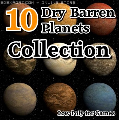 10 Dry Barren Planets Collection 3D Model