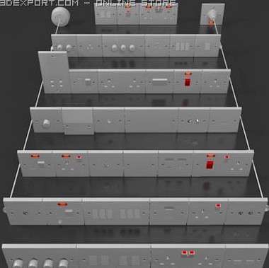 UK switches  sockets pack  white plastic 3D Model