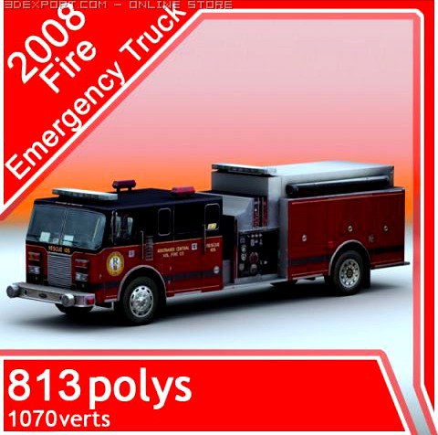 2008 Fire Emergency Truck 3D Model