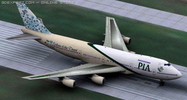 B 747 PIA Colours of the desert 3D Model