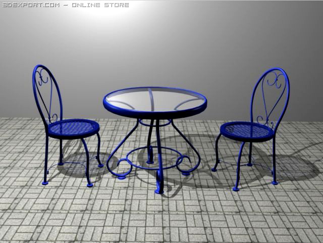 Blue Table Set 3D Model